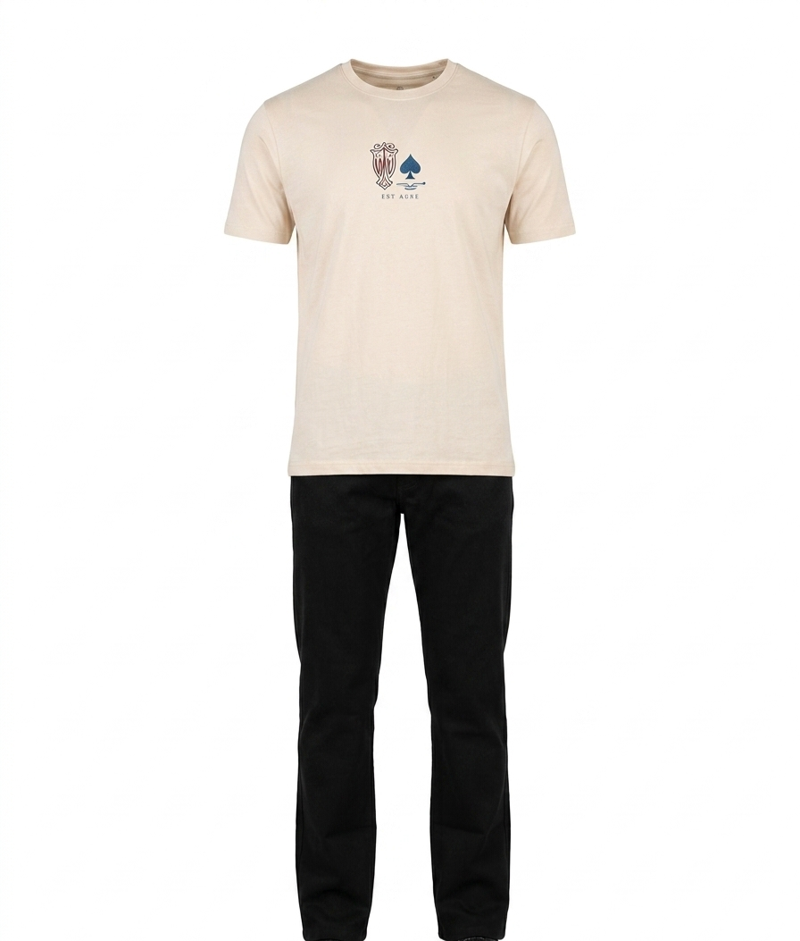 Beige Graphic Print Casual T-Shirt - Image 2