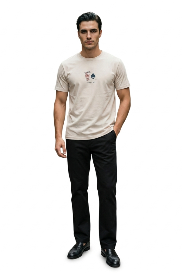 Beige Graphic Print Casual T-Shirt