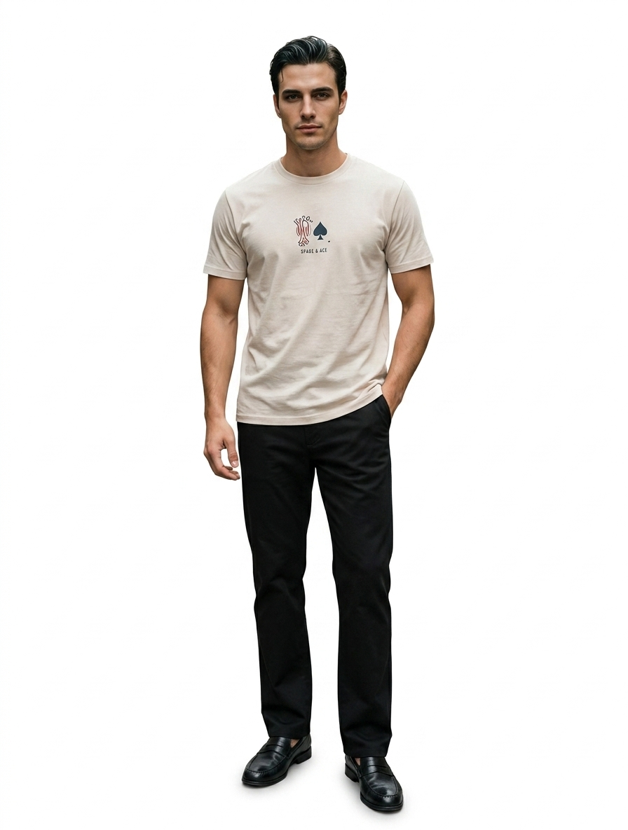 Beige Graphic Print Casual T-Shirt