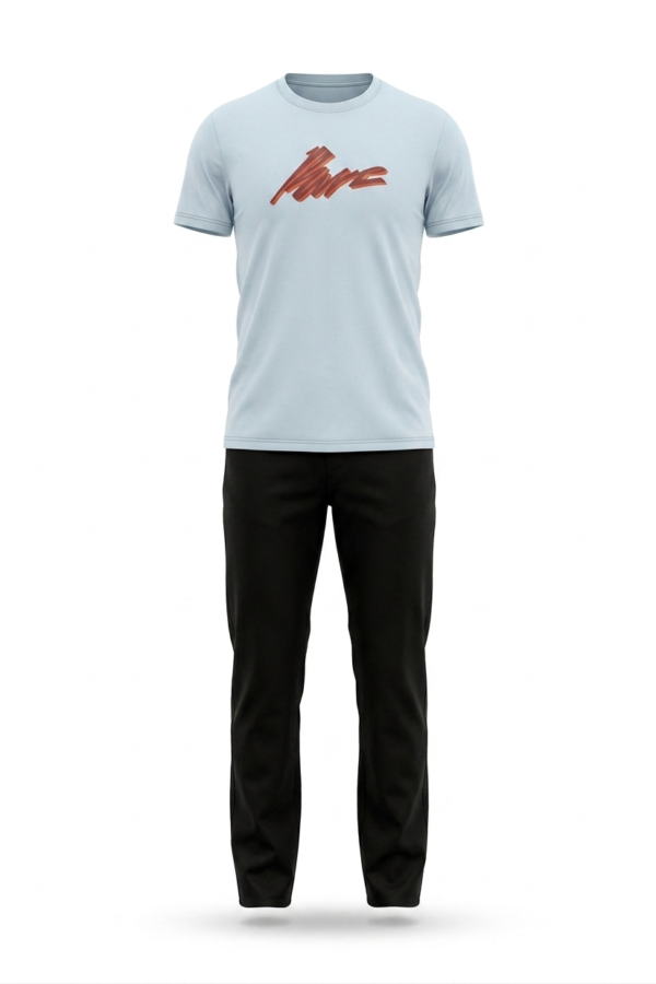 Light Blue Graphic Casual T-Shirt
