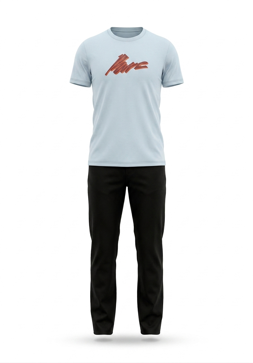 Light Blue Graphic Casual T-Shirt - Image 2