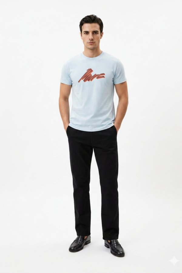Light Blue Graphic Casual T-Shirt
