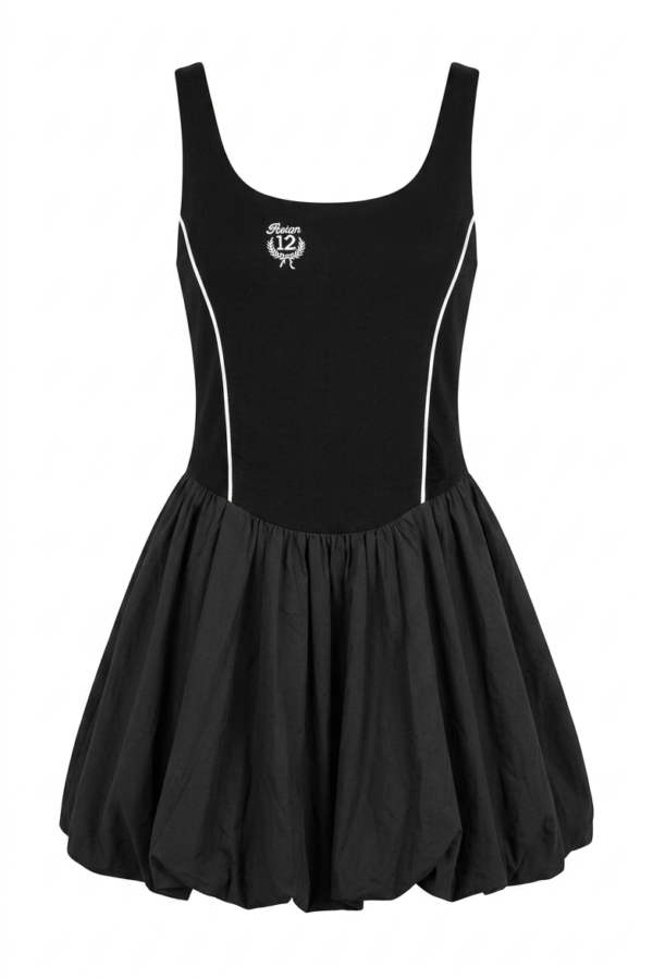 Black Sleeveless Bubble Hem Dress