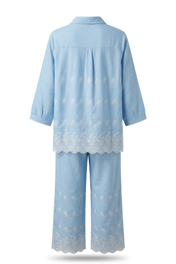 Embroidered Blue Co-ord Set