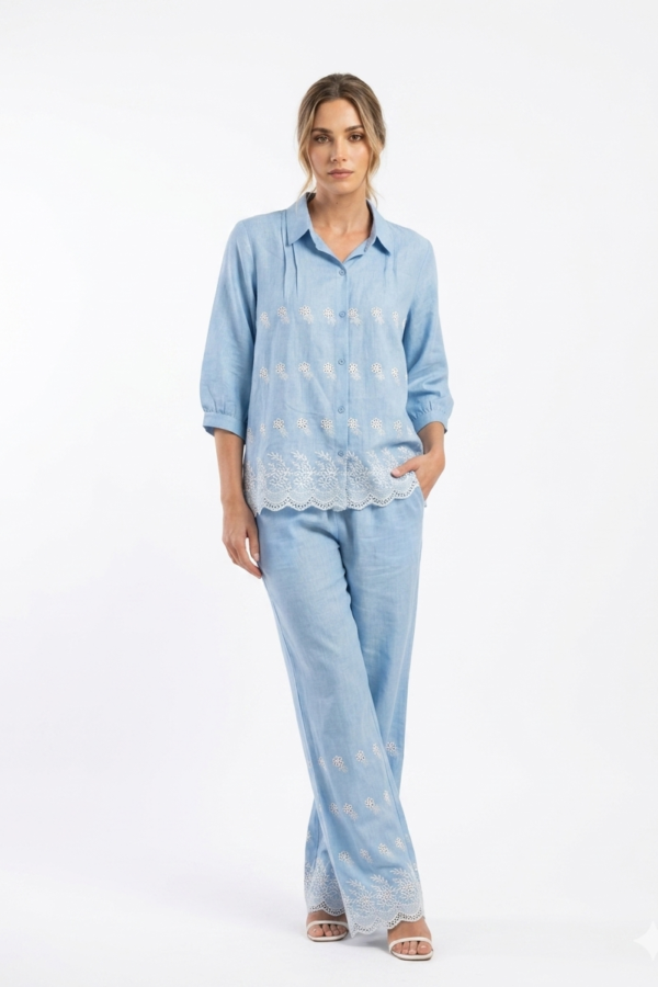 Embroidered Blue Co-ord Set