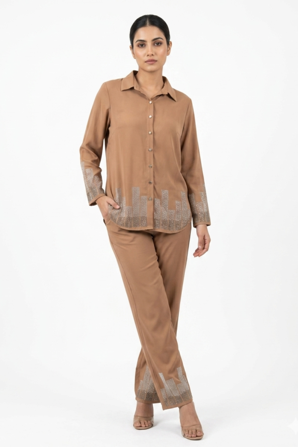 Embellished Tan Co-ord Set
