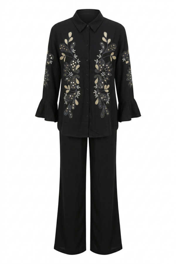 Black Embroidered Festive Co-ord Set