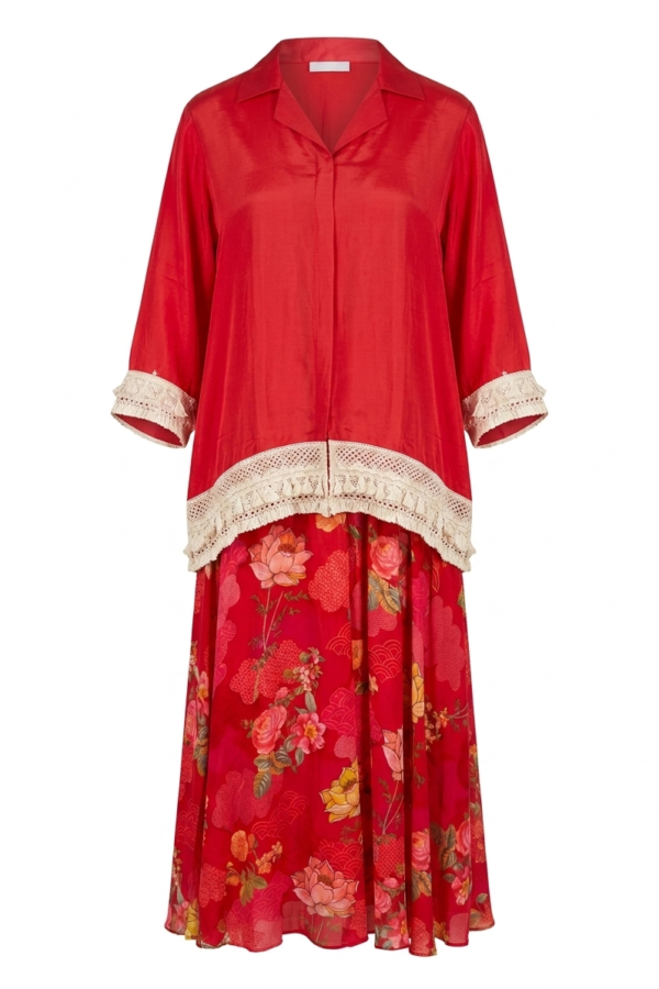 Red Floral Layered Co-ord Set