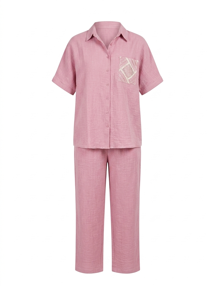 Pink Textured Pocket Co-ord Set - Image 3