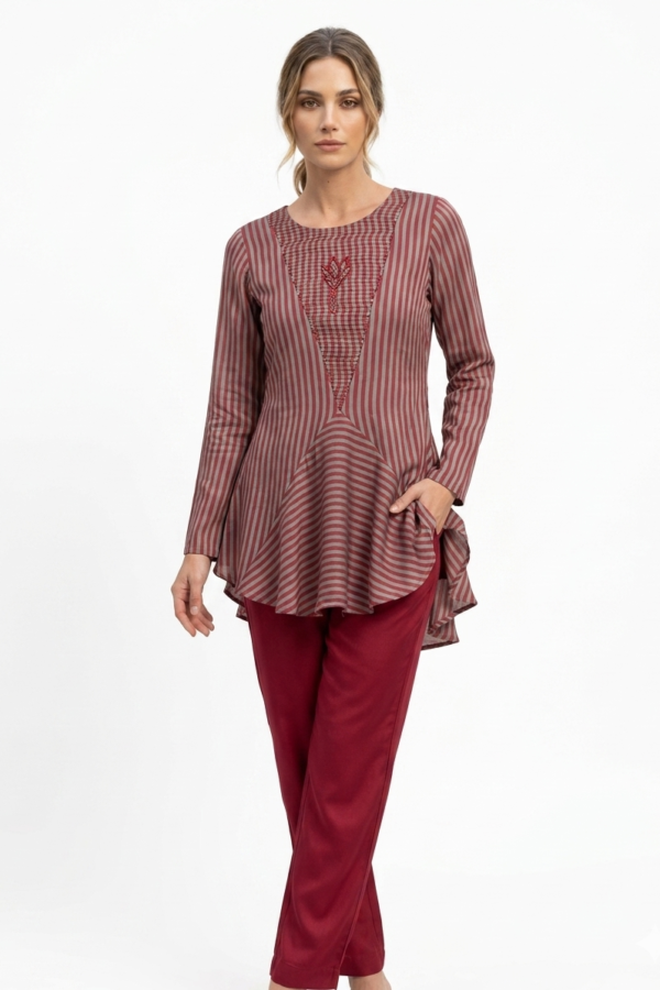 Striped Tunic And Trouser Set
