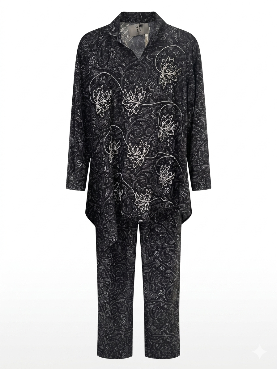 Black Floral Printed Co-ord Set - Image 3