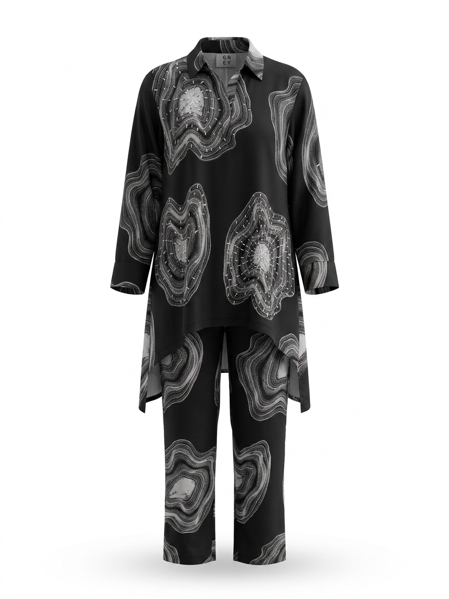 Black Abstract Printed Co-ord Set - Image 4