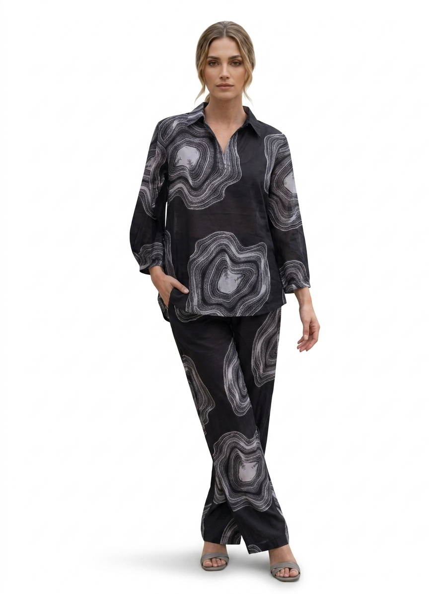 Black Abstract Printed Co-ord Set