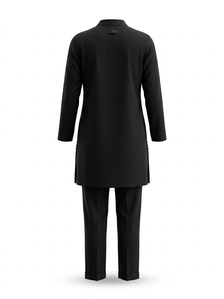 Black Embroidered Tunic Pant Set - Image 4