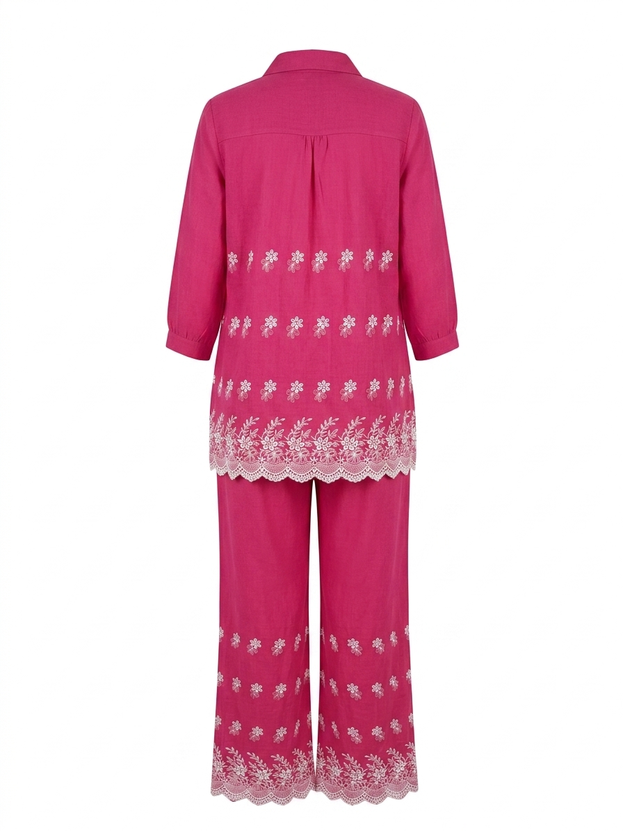 Embroidered Pink Scalloped Co-ord Set - Image 4