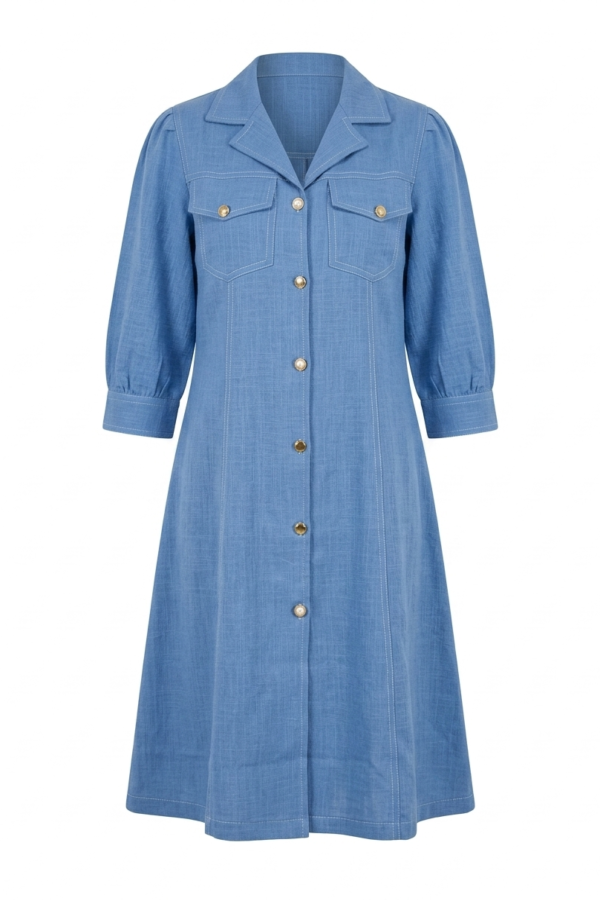 Blue Denim Button-Down Shirt Dress