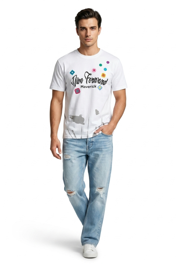 White Graphic Printed Casual T-Shirt