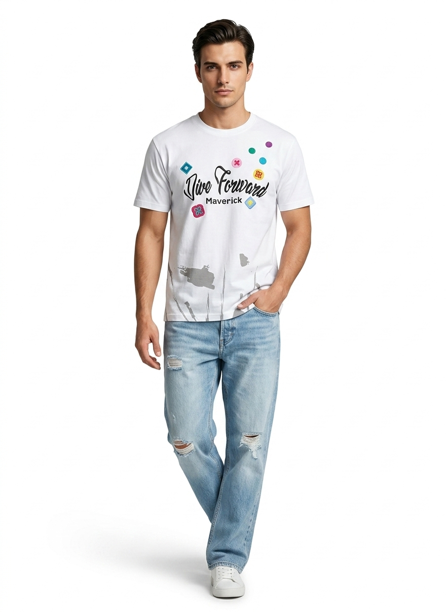 White Graphic Printed Casual T-Shirt