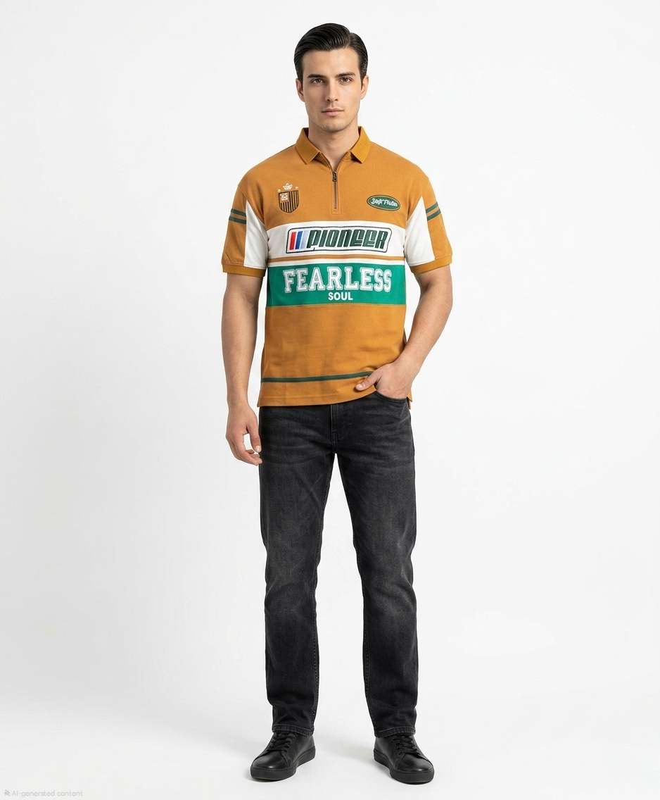 Mustard Graphic Pioneer Polo Shirt