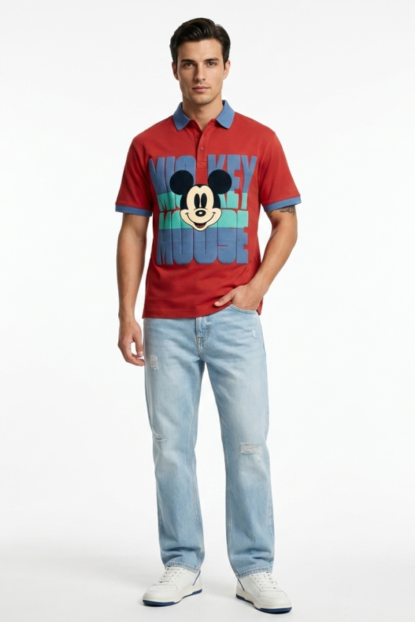 Red Mickey Mouse Polo Shirt