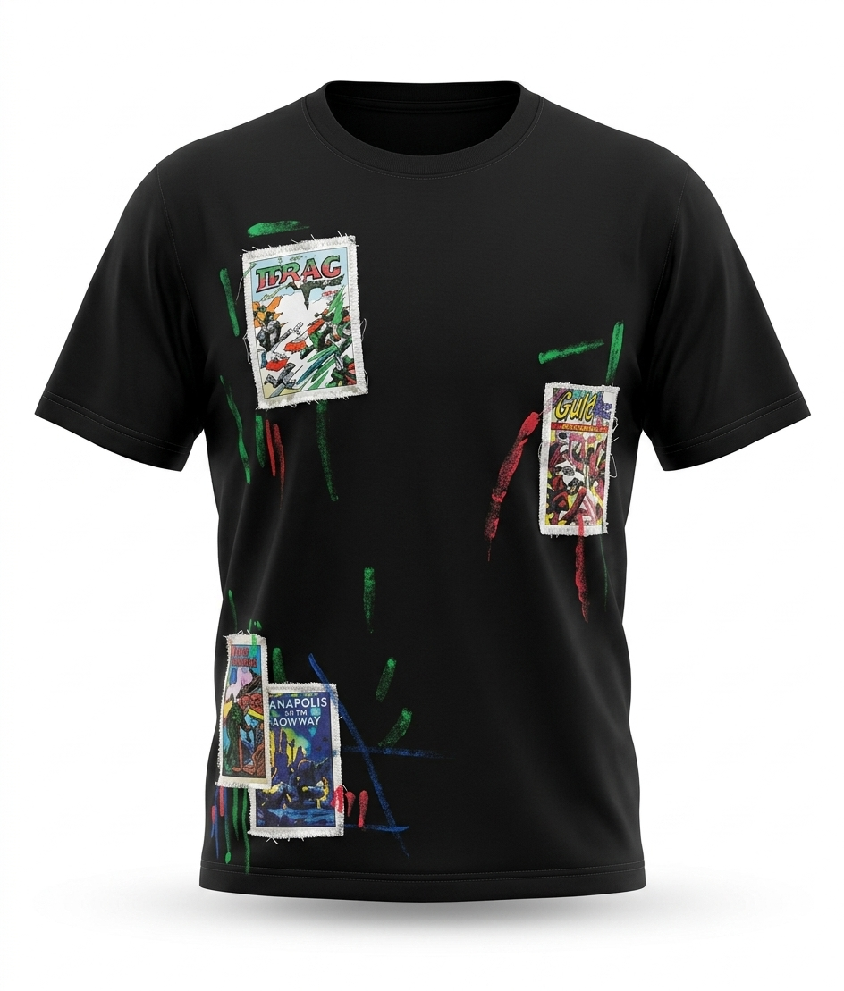 Black Graphic Patch T-Shirt - Image 3