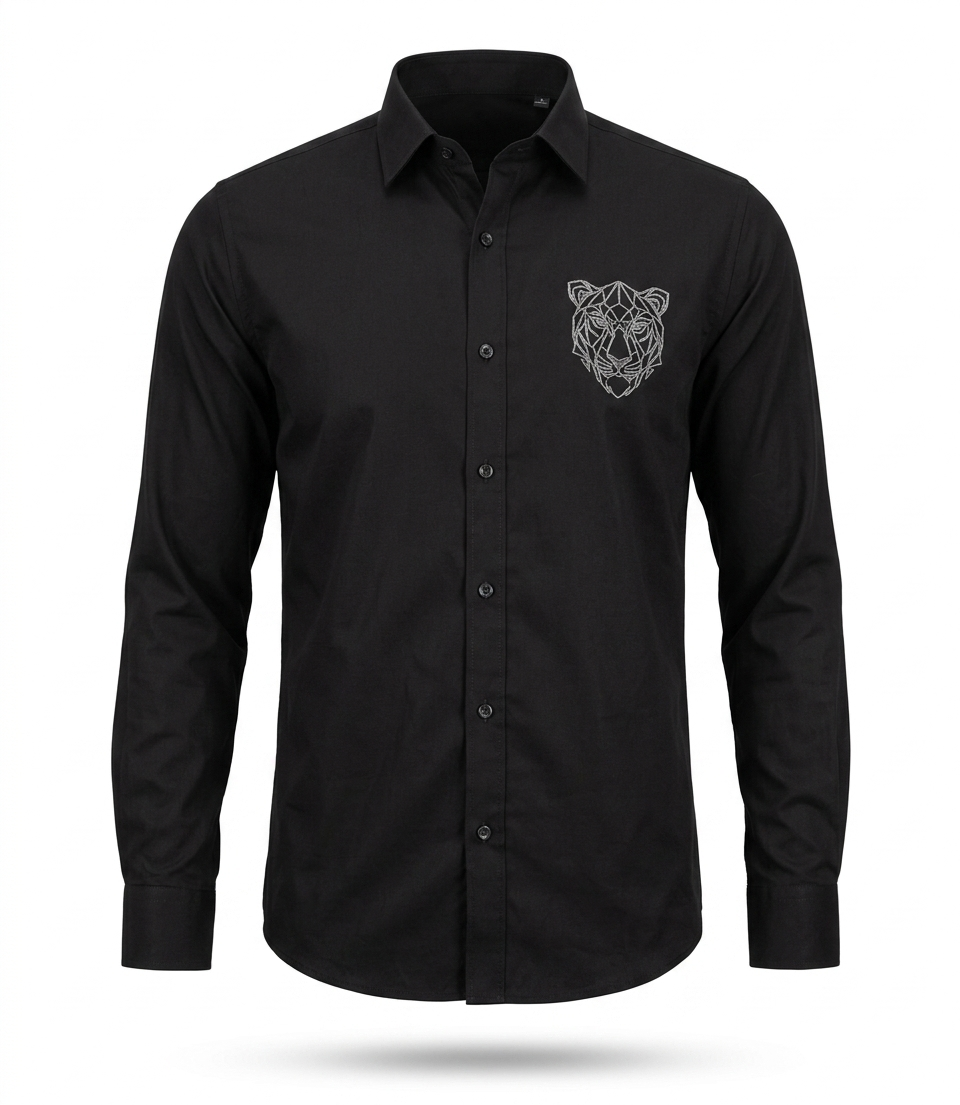 Men Black Graphic Formal Shirt