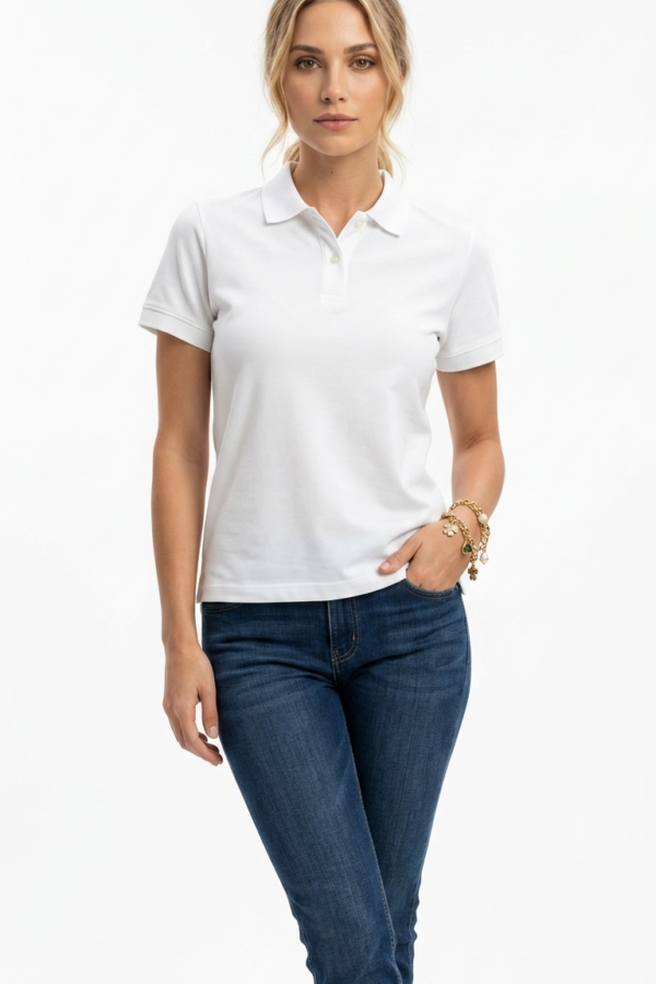 Classic White Cotton Polo Shirt