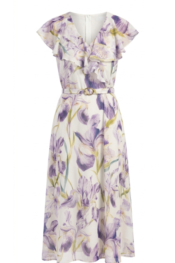 Floral Print Ruffled Midi Dress