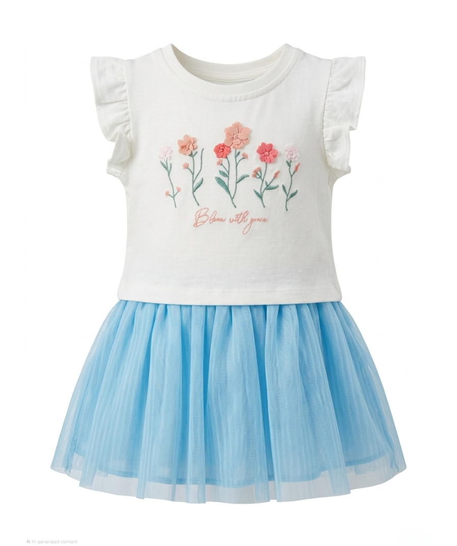 Baby Girls Floral Tulle Dress - Image 2