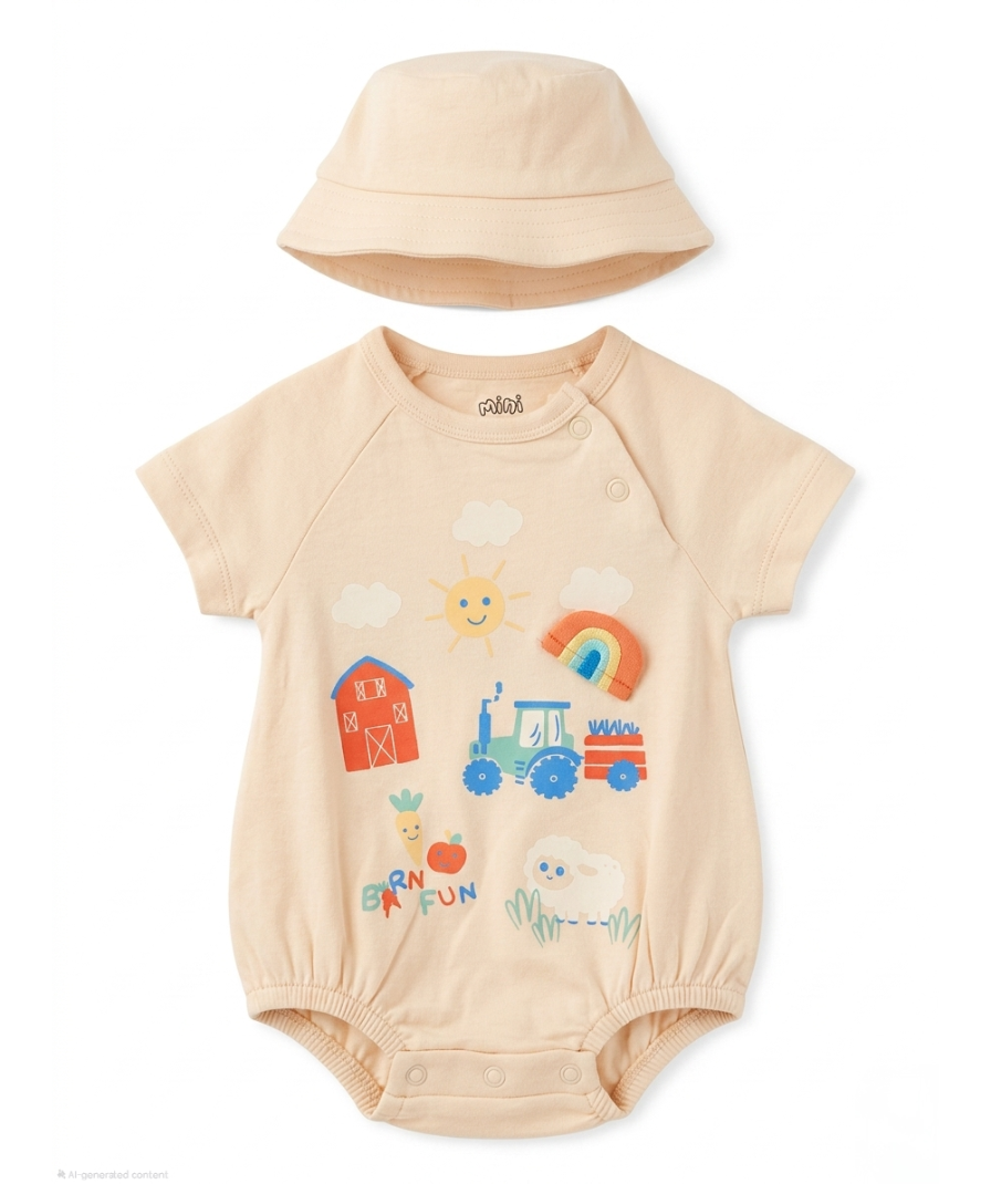 Newborn Printed Romper Set - Image 2