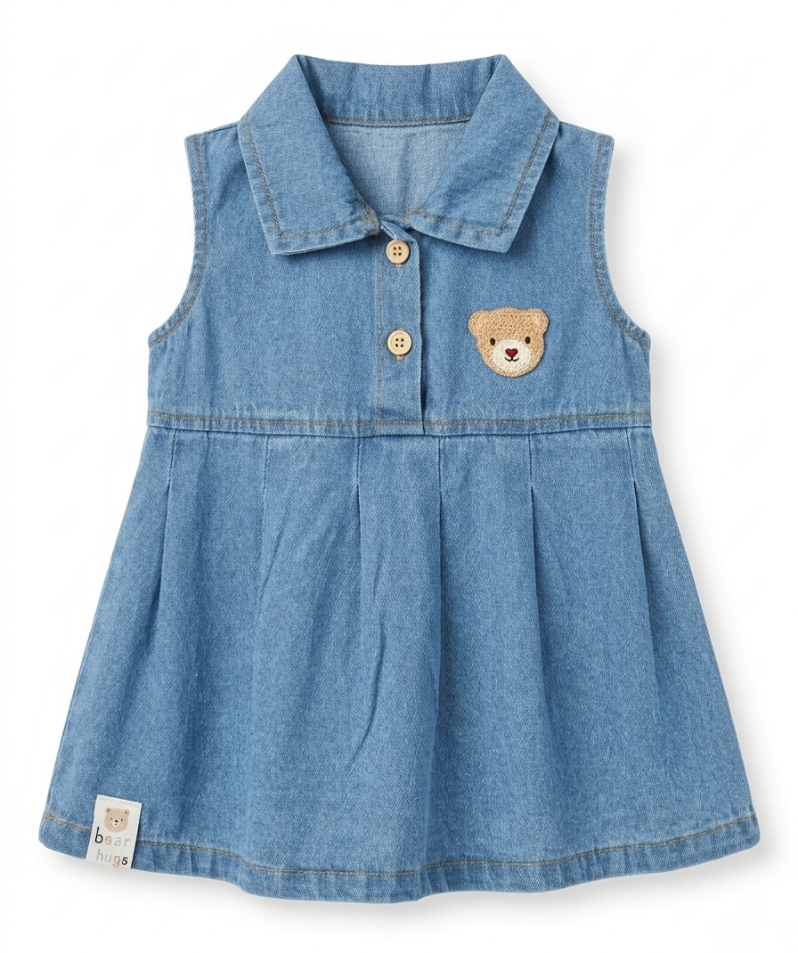 Newborn Girls Denim Dress - Image 2