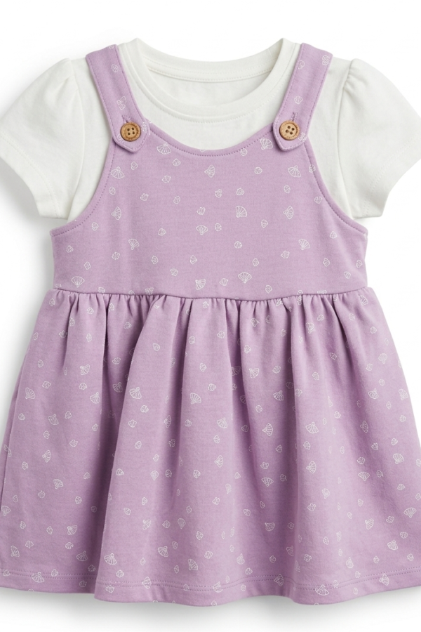 Baby Girls Lavender Dungaree Dress