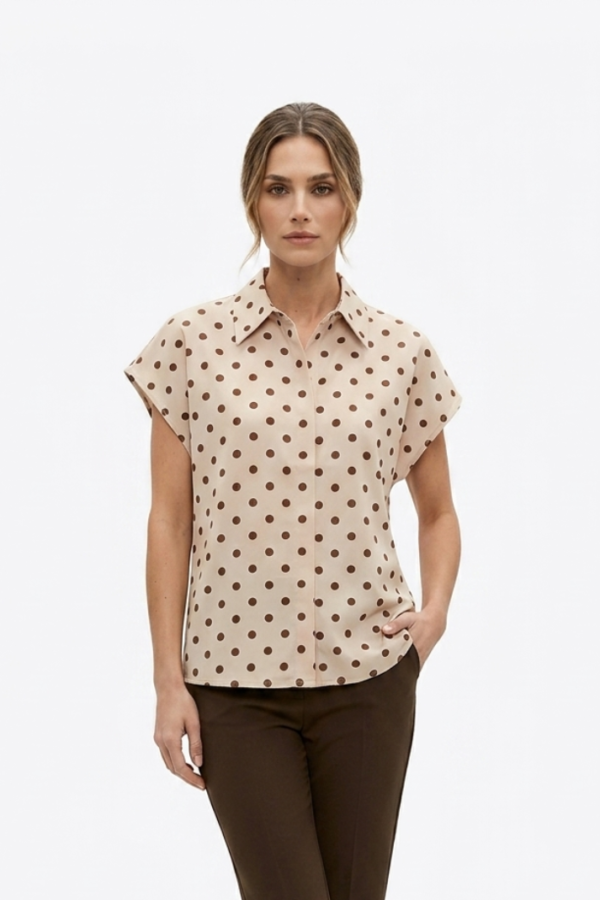 Women Beige Polka Dot Shirt
