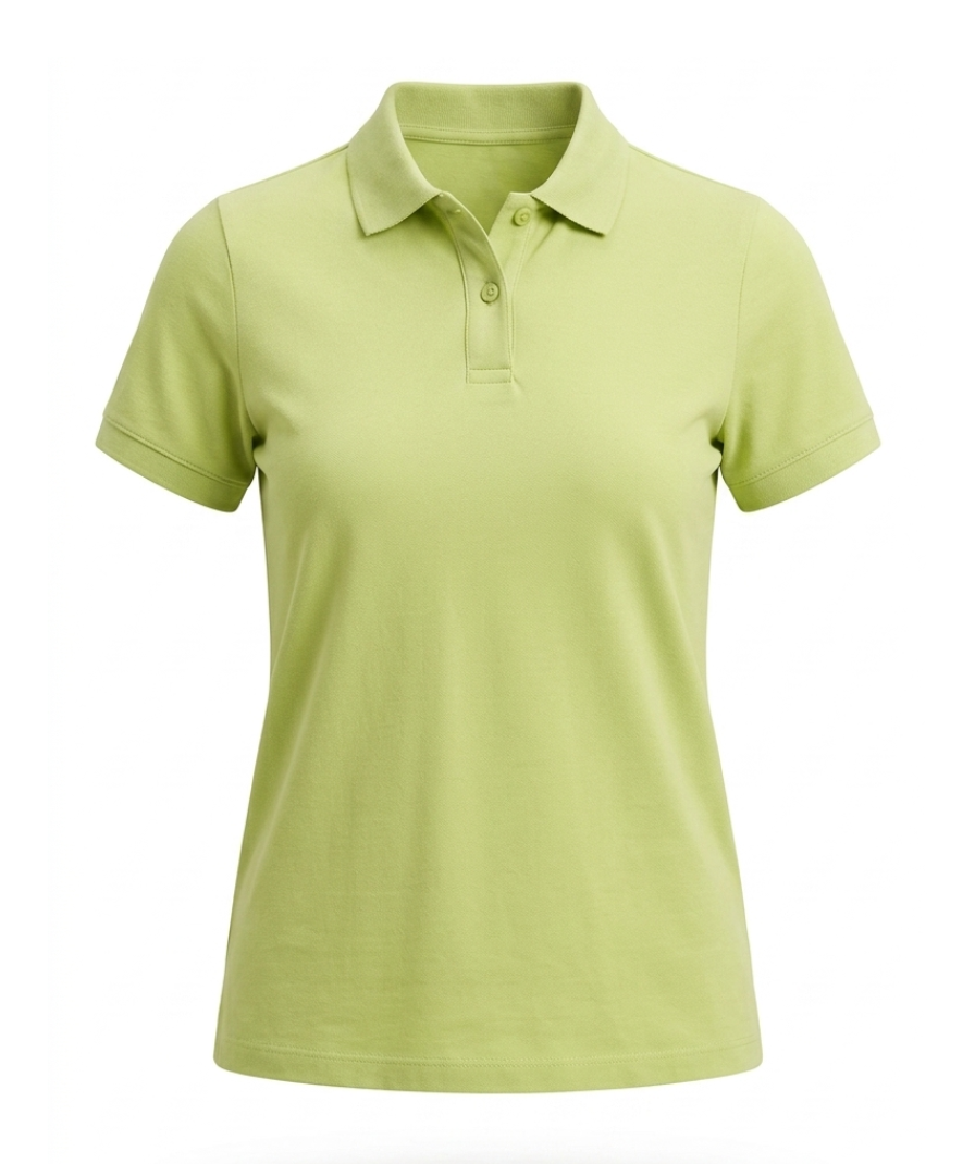 Lime Green Cotton Polo Shirt - Image 2