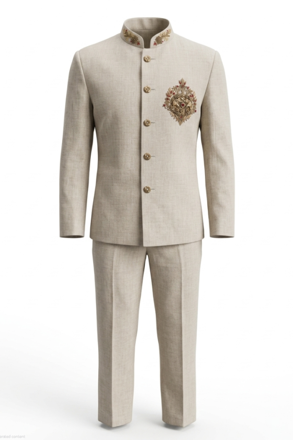 Men Beige Jodhpuri Suit