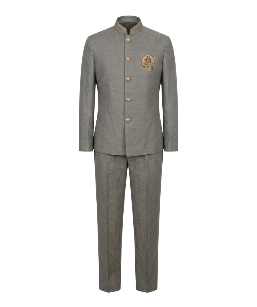 Men Green Jodhpuri Suit - Image 2