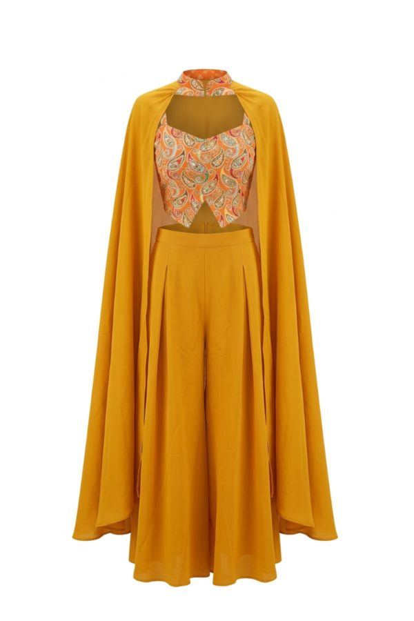 Mustard Printed Cape Co-ord Set