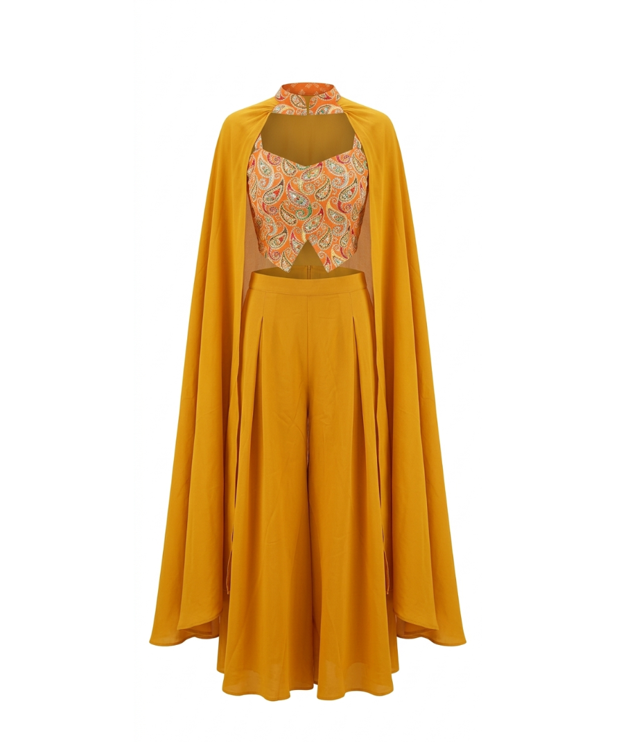 Mustard Printed Cape Co-ord Set - Image 2