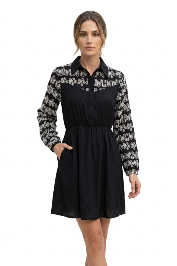 Black Embroidered Dress