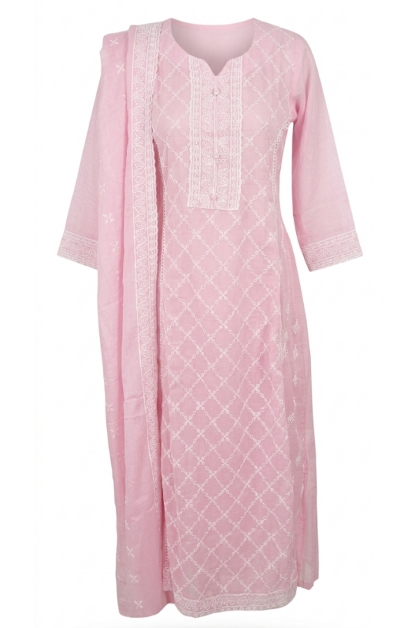 Pastel Pink Embroidered Kurta Set