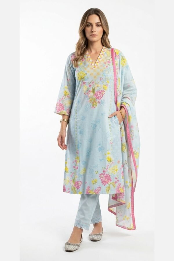 Women Blue Printed Kurta Set