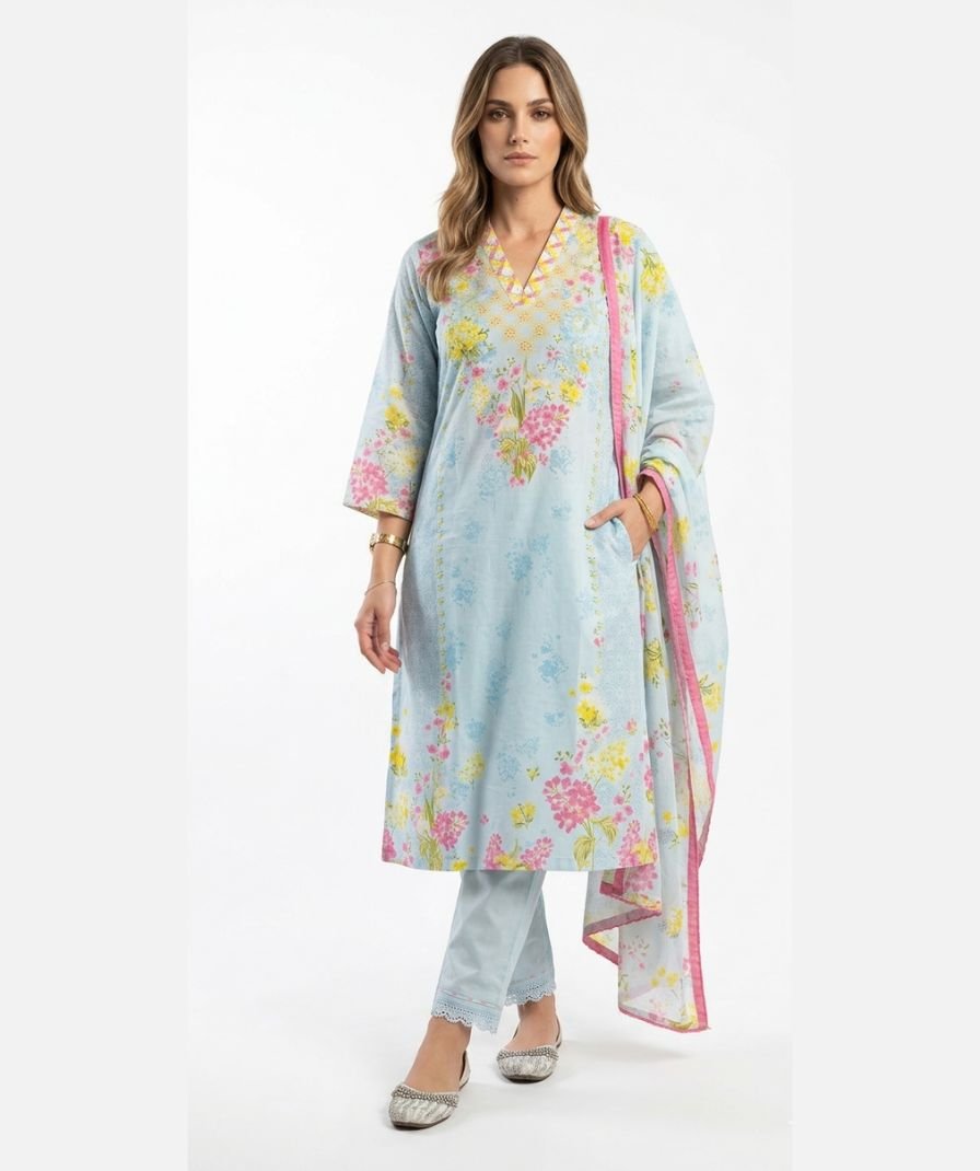 Women Blue Printed Kurta Set