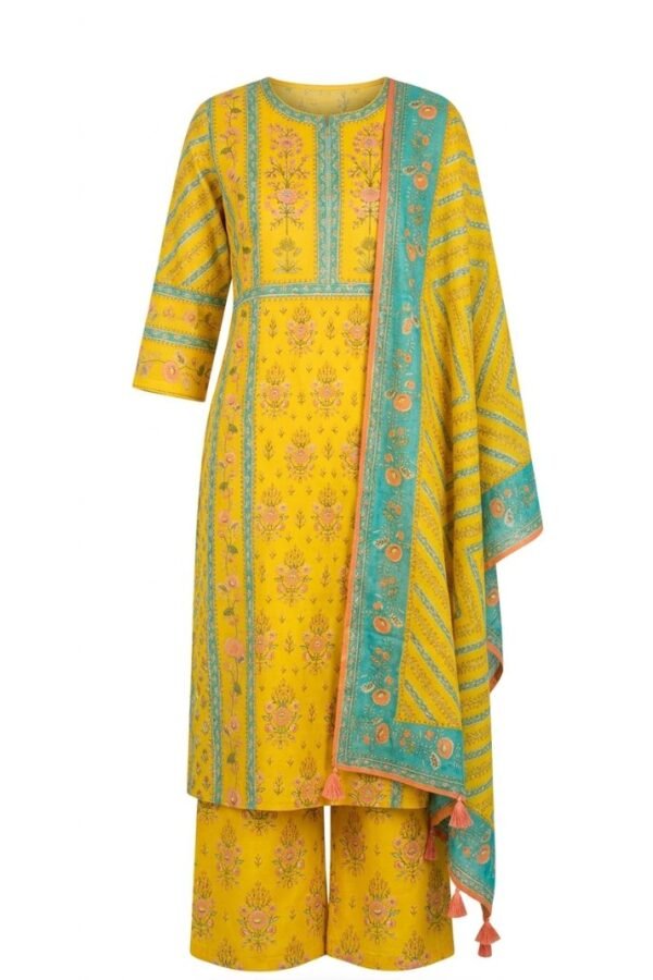 Women Yellow Printed Kurta Set