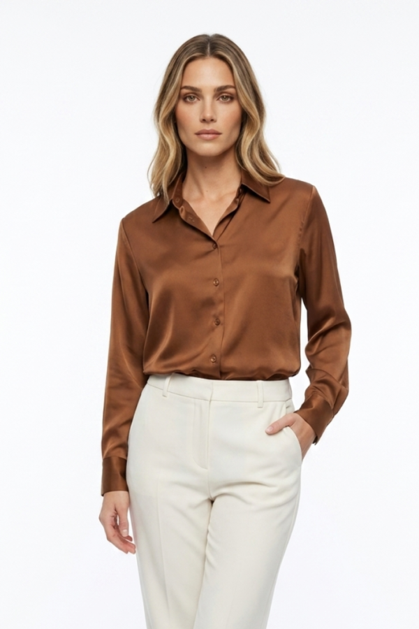 Women Solid Brown Shirt