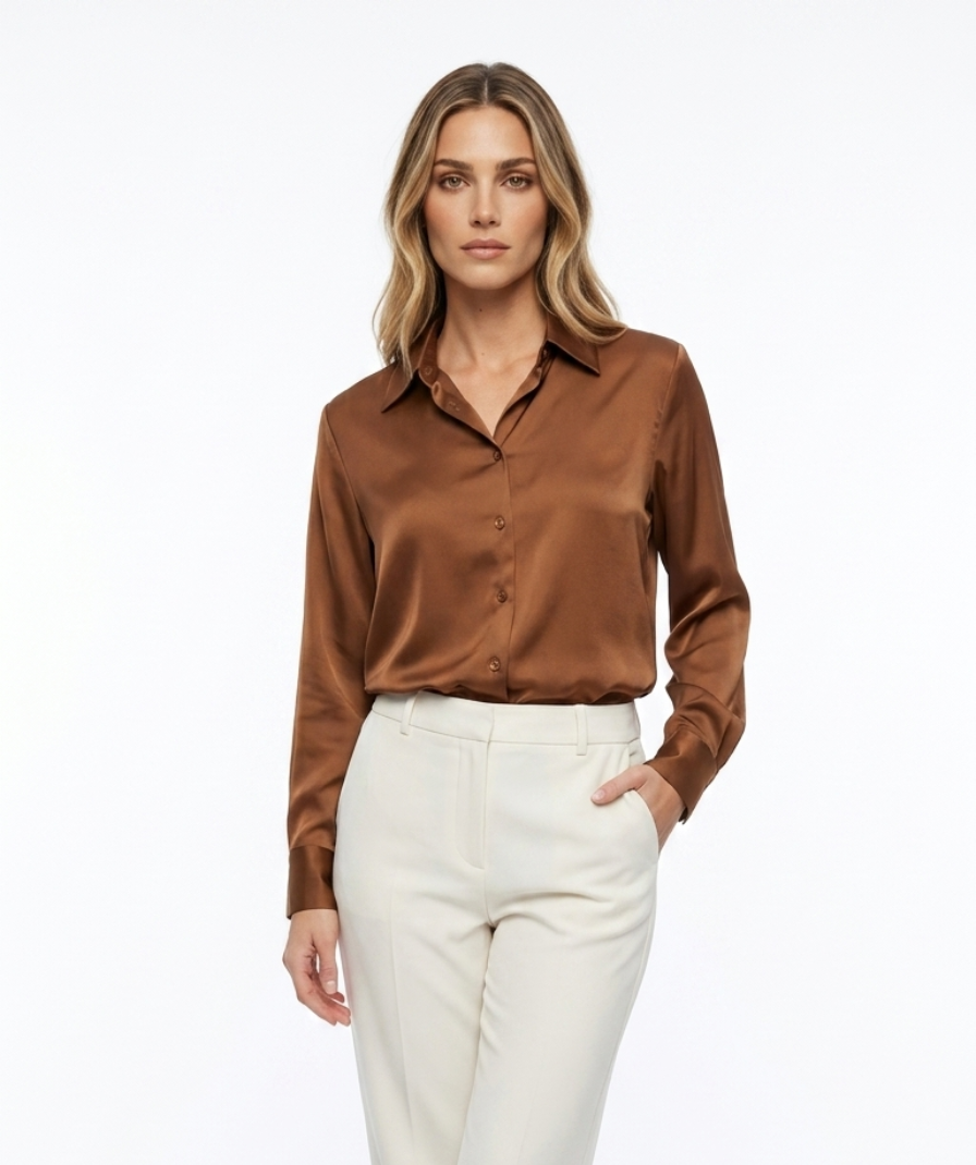 Women Solid Brown Shirt