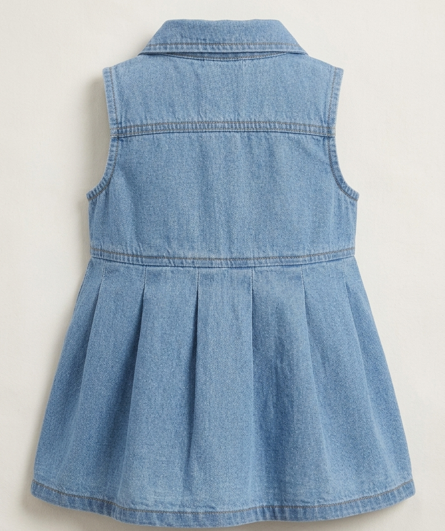 Newborn Girls Denim Dress - Image 3