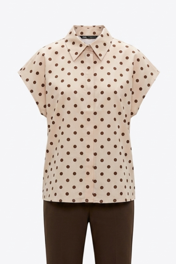 Women Beige Polka Dot Shirt