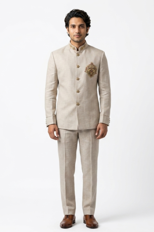 Men Beige Jodhpuri Suit