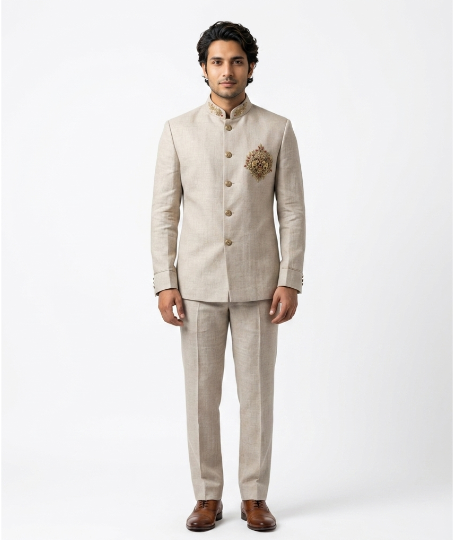 Men Beige Jodhpuri Suit