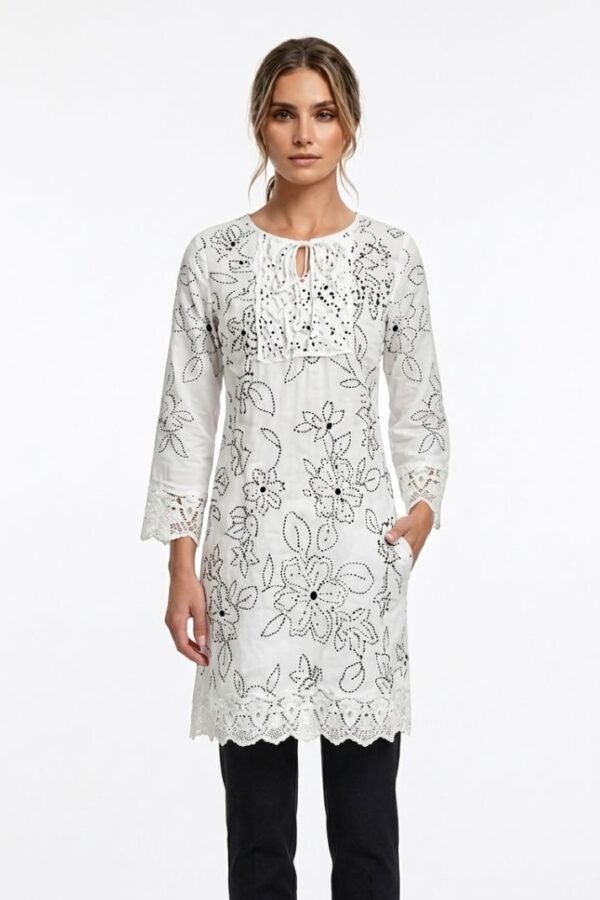 White Floral Tunic